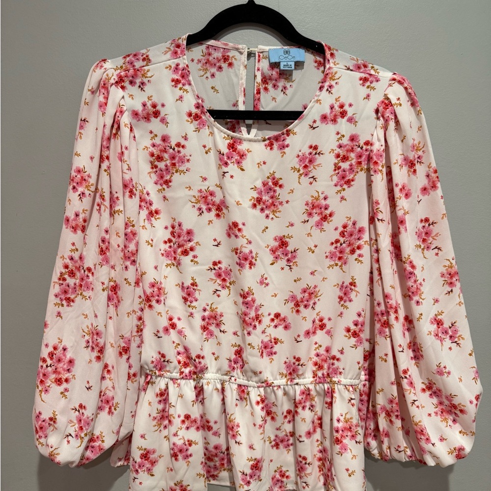 Floral Blouse with Pink Blossoms